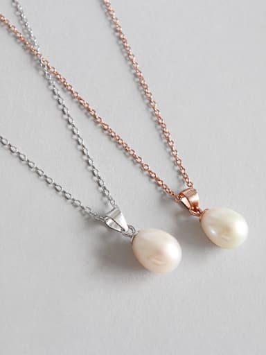 Sterling Silver personality drops of natural freshwater pearl necklace