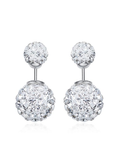 Fashion Shiny Cubic Zirconias-covered Beads 925 Silver Stud Earrings