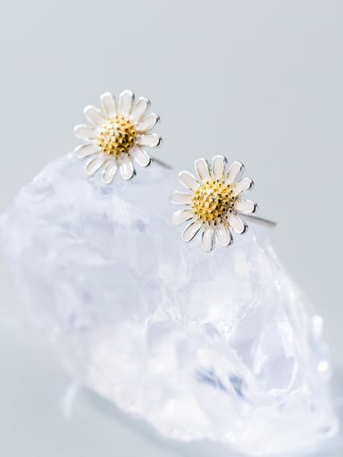 Sterling Silver Daisy double color electroplated ear nail