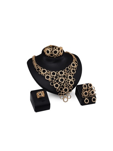 Alloy Imitation-gold Plated Vintage style Artificial Gemstone Four Pieces Jewelry Set