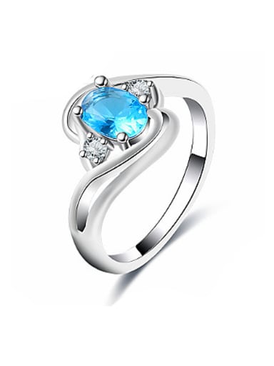 Exquisite Blue Glass Bead Women Ring