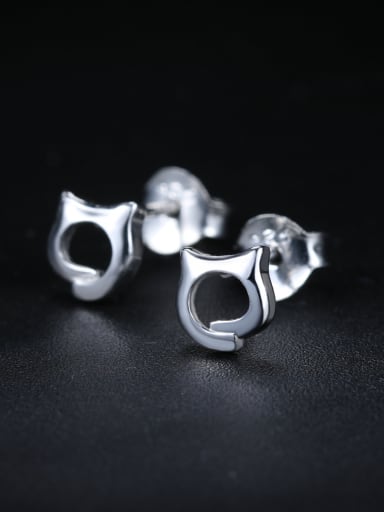 Tiny Hollow Kitten 925 Sterling Silver Stud Earrings