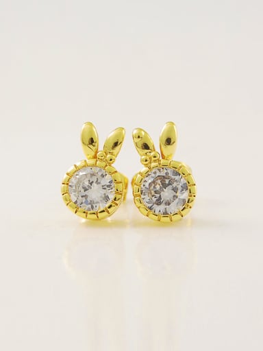 Lovely Rabbit Shaped Zircon 24K Gold Plated Stud Earrings