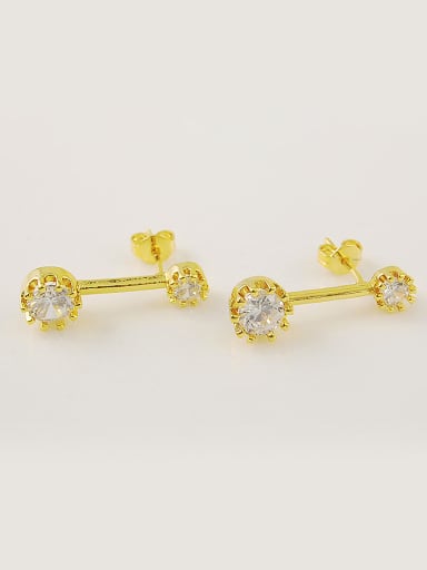 All-match 24K Gold Plated Round Design Rhinestone Stud Earrings