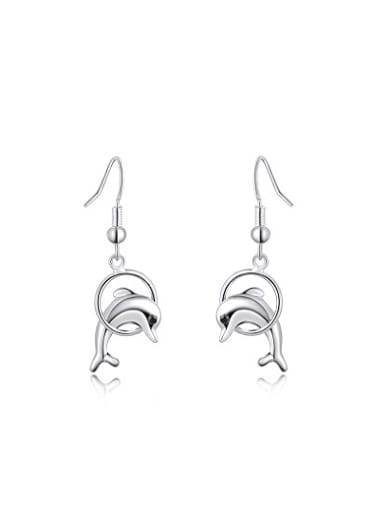 Fashionable Dolphin Shaped Crystal Drop Earrings