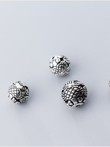 925 Sterling Silver With Antique Silver Plated Vintage Fish Beads