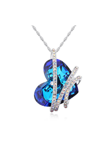 Fashion Heart-shaped austrian Crystal Pendant Alloy Necklace