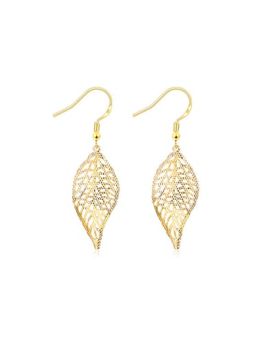 Exaggerated 18K Gold Leaf Shaped Stud hook earring