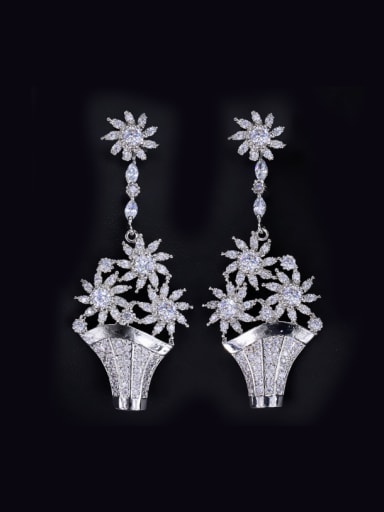 Western Style Noble Luxury Shining Zircons Drop Earrings