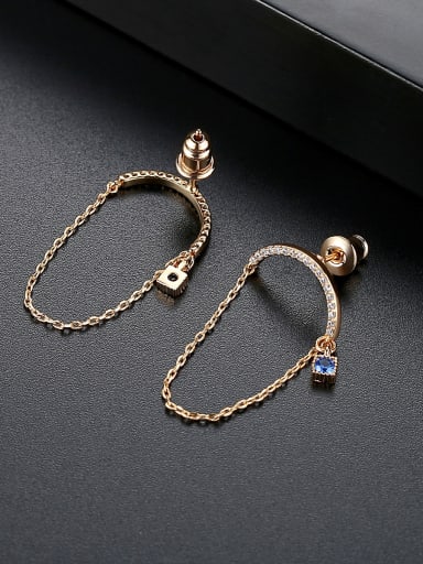 Copper With 3A cubic zirconia Trendy Geometric Earrings