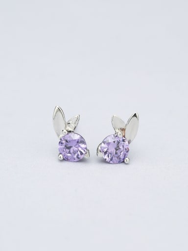 Cute Purple Zircon Rabbit Shaped Earrings