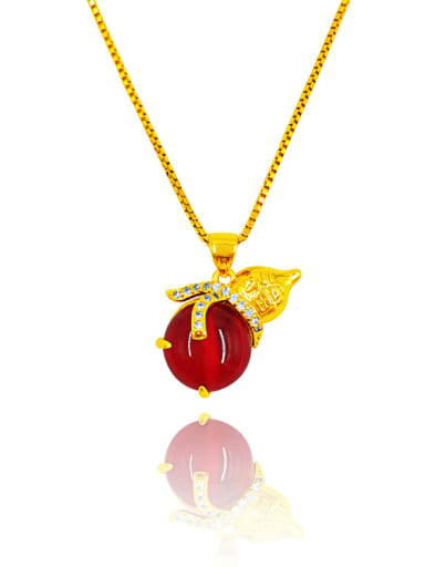 Women Gourd Shaped Red Stone Necklace
