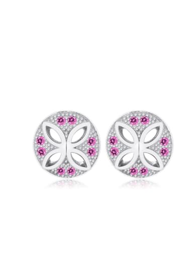 Micro Pave Round Shaped Hollow Butterfly Stud Earrings