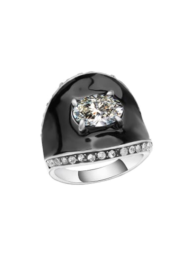 Personalized Black Enamel Zircon Alloy Ring