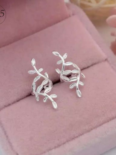 S925 Silver Fashion Olive Leaves Ear Clips And Ring