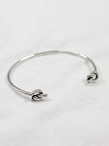 Simple Little Knots Antique Silver Plated Opening Bangle