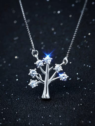 S925 silver wishing tree with zircon necklace
