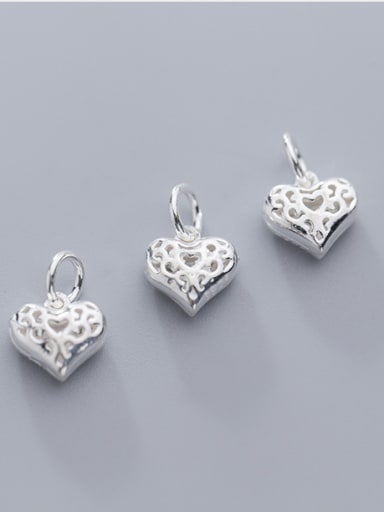 925 Sterling Silver With Silver Plated Cute Heart Charms