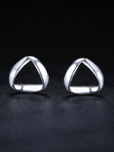 Simple Hollow Triangle 925 Sterling Silver Stud Earrings