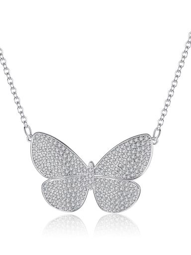 Copper With White Gold Plated Fashion Butterfly Necklaces