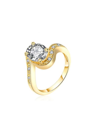 Exquisite Gold Plated Rhinestone Geometric Shaped Women Ring
