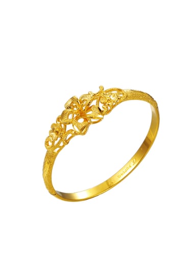 Copper Alloy 23K Gold Plated Classical Flower Bangle