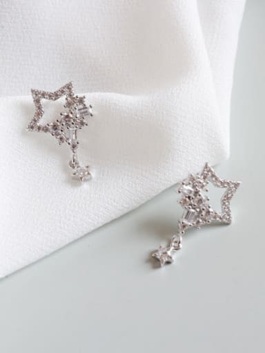 925 Sterling Silver With Platinum Plated Personality five-pointed Star Stud Earrings