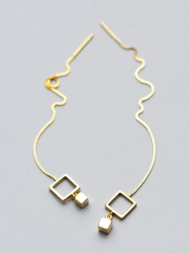 Simply Style Gold Plated Square Shaped Silver Drop Earrings