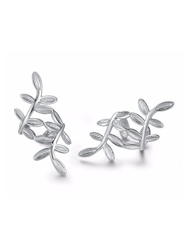 Fashion Little Leaves 925 Sterling Silver Clip on Earrings