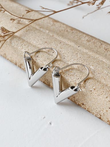 Pure silver temperament minimalist geometric V Earrings