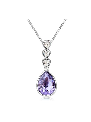 Simple Water Drop Heart austrian Crystals Alloy Necklace