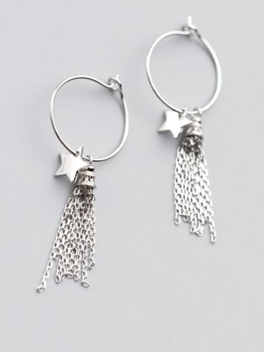 Elegant Star Shaped Tassel S925 Silver Drop Earrings