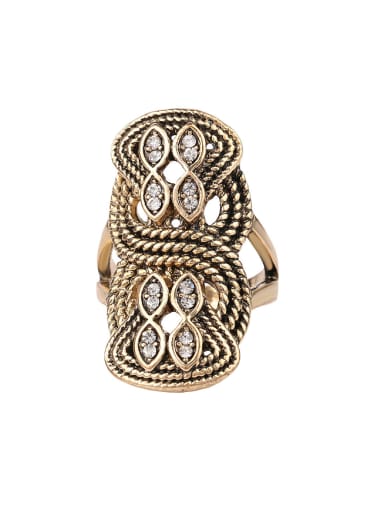 Vintage style Personalized Antique Gold Plated Crystals Alloy Ring