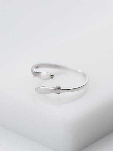 Fresh Open Design Fish Shaped S925 Silver Ring