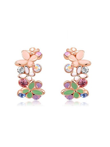 Rose Gold Plated Flower Shaped Clip On Earrings