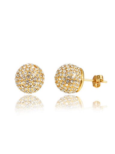 Exquisite 18K Gold Plated Ball Shaped Zircon Stud Earrings