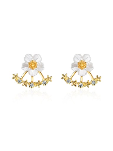 Fashion Cubic Zirconias White Flower Stud Earrings