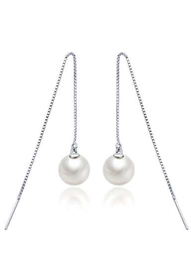 Women Elegant S925 Silver Artificial Pearl Drop Earrings