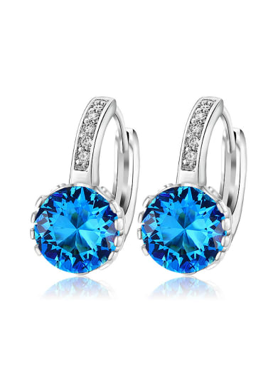Copper Alloy White Gold Plated Fashion Round Zircon clip on earring
