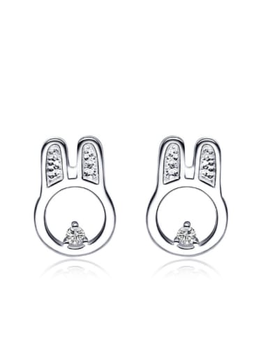 Round Shaped Hollow Rabbit Stud Earrings