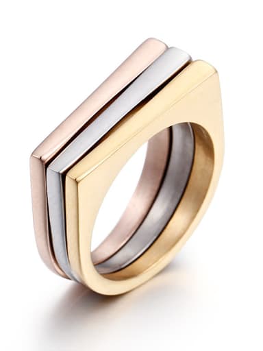 Stainless Steel With Simple D-type Titanium Steel Tri-color Combination Ring Stacking Rings