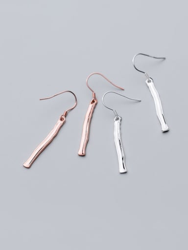 925 Sterling Silver With Glossy Simplistic Irregular Hook Earrings