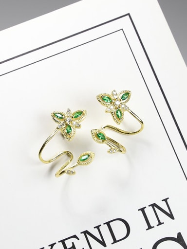 Elegant Little Flowers Rhinestones 925 Silver Stud Earrings