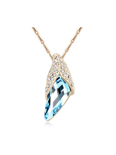 Simple Shiny Blue austrian Crystals Alloy Necklace
