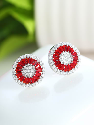 Fashion Zircon-covered Round Copper Stud Earrings