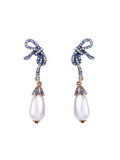 Bow Artificial Pearls drop earring
