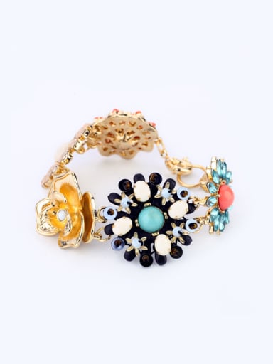 Alloy Colorful Flower Artificial Stones Woven Bracelet