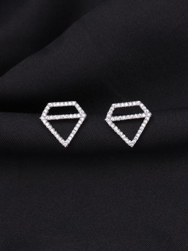 Copper With White Gold Plated Simplistic Geometric Stud Earrings