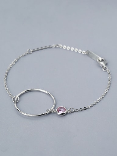 Simple 925 Silver Tiny Zircon Hollow Round Bracelet