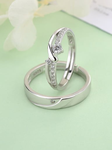 925 Sterling Silver WithCubic Zirconia Simplistic Lovers Free Size Rings